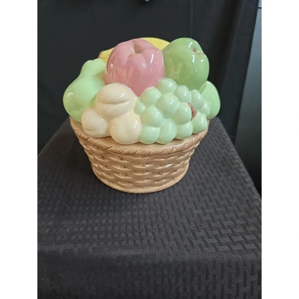 vintage ceramic fruit basket with removable lid